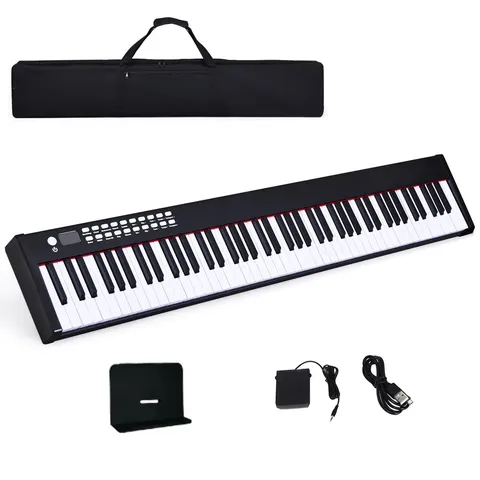 BOXED PORTABLE ELECTRONIC KEYBOARD WITH FULL-SIZE WEIGHTED KEYS-BLACK