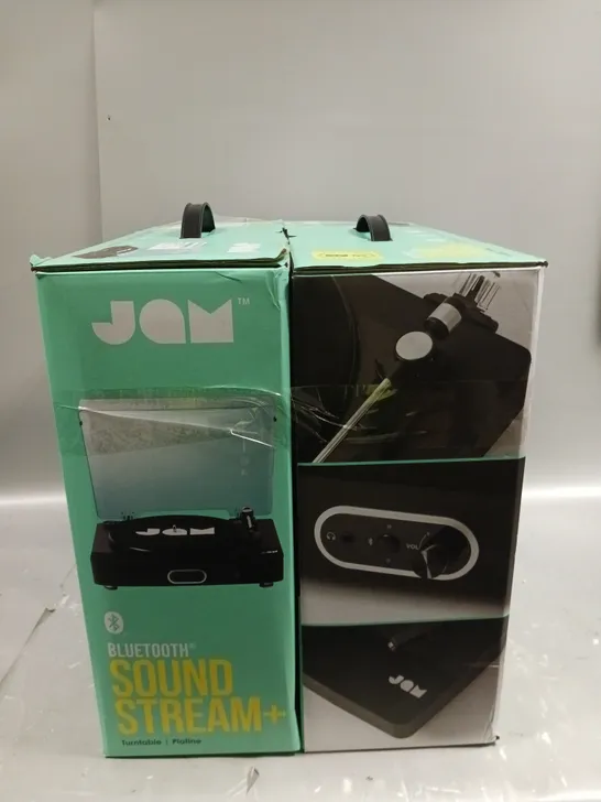 2 X BOXED JAM SOUND STREAM+ BLUETOOTH ENABLED TURNTABLES IN BLACK	