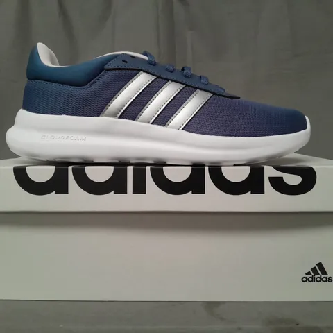 BOXED PAIR OF ADIDAS LITE RACER 4.0 SHOES IN BLUE/SILVER UK SIZE 6.5