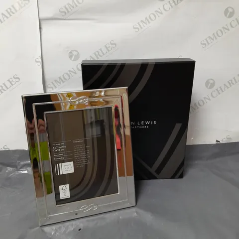 BOXED JOHN LEWIS 5" X 7" SILVER PLATED PHOTO FRAME - COLLECTION ONLY