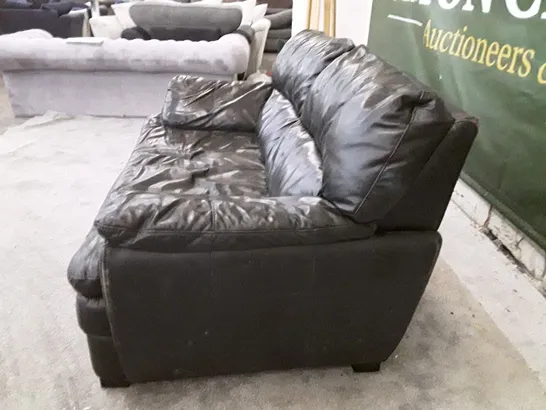 QUALITY DESIGNER 2 SEATER SOFA - DARK BROWN LEATHER 