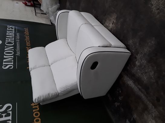 DESIGNER MOTION WHITE FAUX LEATHER TWO SEATER MANUALLY RECLINING SOFA