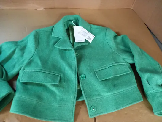 COS GREEN BUTTON UP COAT - UK 6