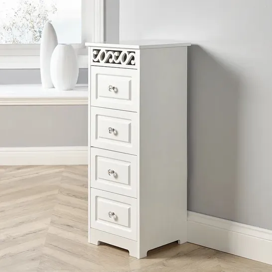 BOXED CHAMBERLAIN 4 DRAWER CHEST OF DRAWERS - WHITE (1 BOX)