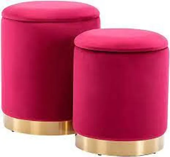 BOXED SET OF TWO STORAGE STOOLS BERRY