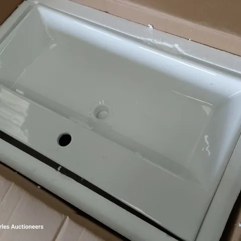 BOXED CERAMIC WALL HUNG COUNTER TOP BASIN 750 × 420 × 145mm