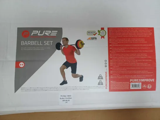 PURE2IMPROVE CEMENT BARBELL SET 20KG - COLLECTION ONLY RRP £70.99