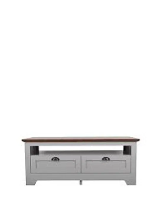 BOXED DEVON STORAGE COFFEE TABLE GREY/WALNUT (1 BOX)