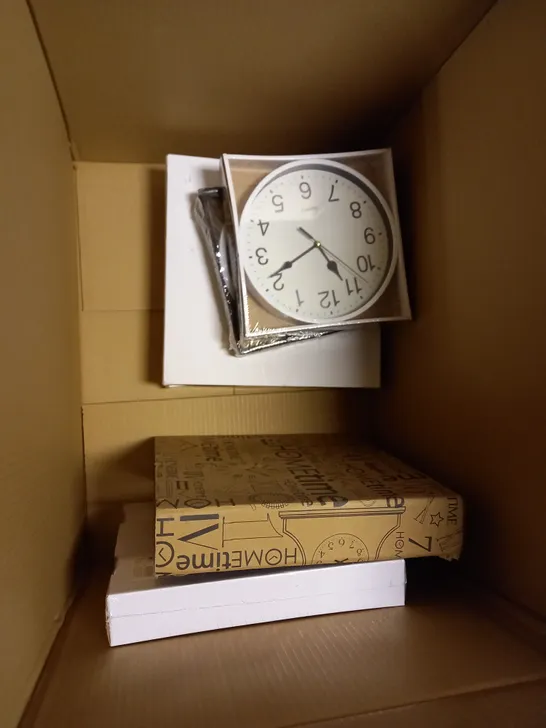 BOX OF APPROXIMATELY 12 ASSORTED SEALED WALL CLOCKS