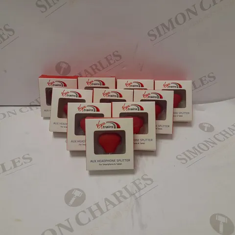 BOX OF APROX 10 VIRGIN TRAINS AUX HEADPHONE SPLITTER 3.5MM