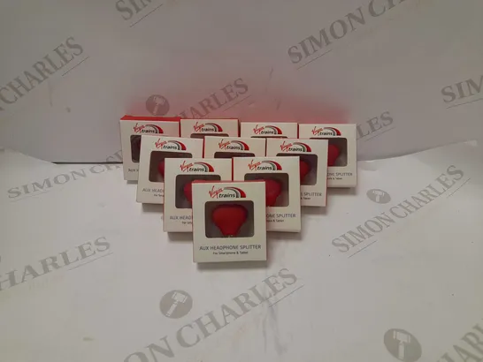 BOX OF APROX 10 VIRGIN TRAINS AUX HEADPHONE SPLITTER 3.5MM