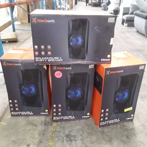 LOT OF APPROXIMATELY 6 ASSORTED BLACKWEB SOUNDHOUSE II PARTY SPEAKERS 