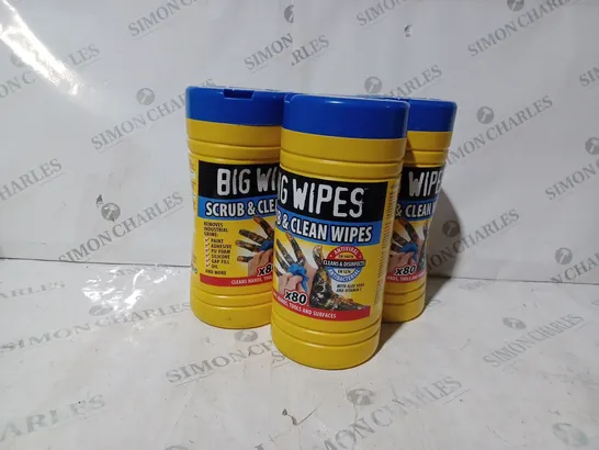 3 X BIG WIPES SCRUB AND CLEAN WIPES 