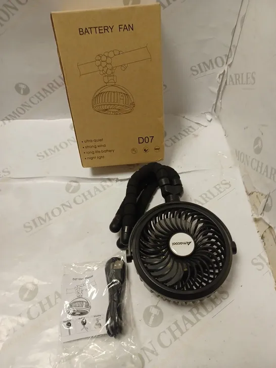 BOXED AMACOOL BATTERY HANGING FAN WITH USB CABLE AND MANUAL