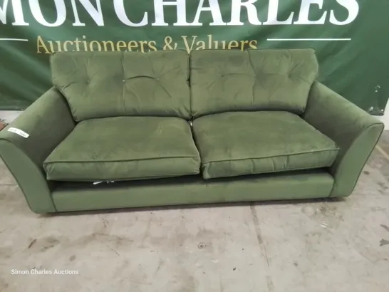 QUALITY BRITISH DESIGNER LOUNGE Co. THREE SEATER SOFA PLUSH GREEN FABRIC 