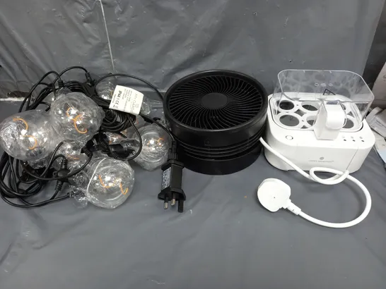 APPROXIMATELY 10 HOUSEHOLD ITEMS TO INCLUDE SMART TALKING EGG COOKER, FOLDABLE FAN AND GARDEN STRAND LIGHTING