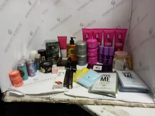 BOX OF ASSORTED COSMETICS TO INCLUDE GIVE ME , LOREAL, MANSCAPED ETC 