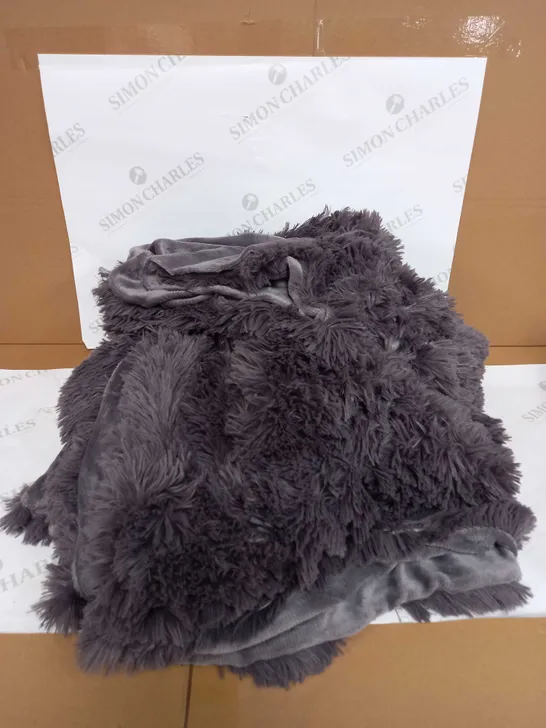 COZEE HOME FLUFFY 3 PIECE DUVET SET CHARCOAL DOUBLE