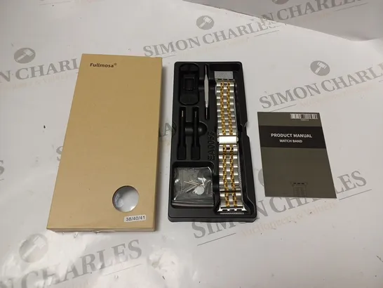 BOXED FULLMOSA METAL WATCH STRAP, WITH TOOLS AND INSTRUCTIONS