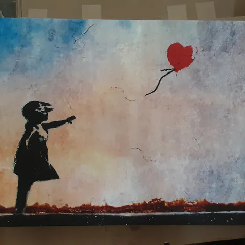 WRAPPED LOVE HEART BALLOON SUNSET BY BANKSY 