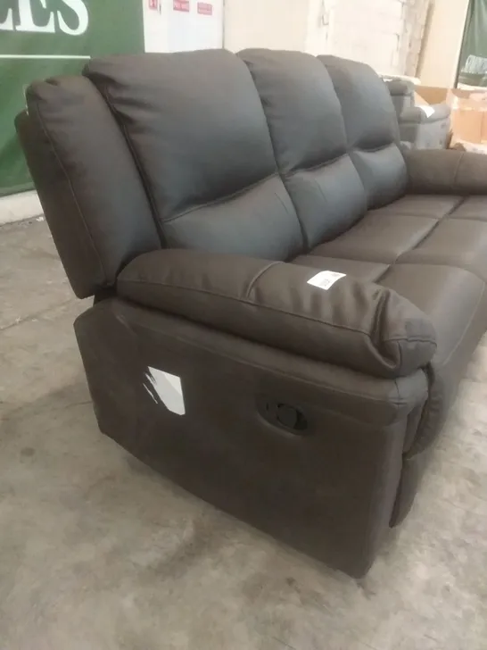 DESIGNER 3 SEATER SOFA MANUAL RECLINING BLACK LEATHER