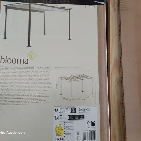 BOXED BLOOMA MOSES 4 × 3M METAL FRAMED FABRIC ROOF GAZEBO 