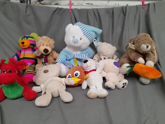 BOX OF ASSORTED PLUSH SOFT TEDDIES