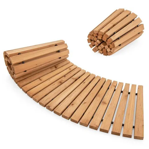 BOXED COSTWAY ROLL-OUT WOODEN GARDEN PATH WITH METAL WIRE & NON-SLIP SURFACE ROLL-OUT WOODEN WALKWAY 216 X 53CM (1 BOX)