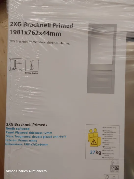 BRACKNELL PRIMED INTERNAL HALF GLAZED DOOR 1981 × 762 × 44mm