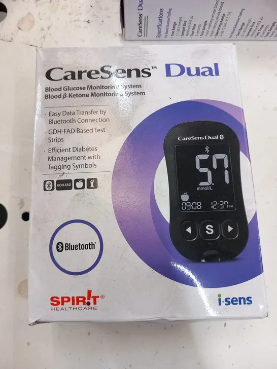 2 BOXED CARESENS DUAL BLOOD GLUCOSE MONITORING SYSTEM