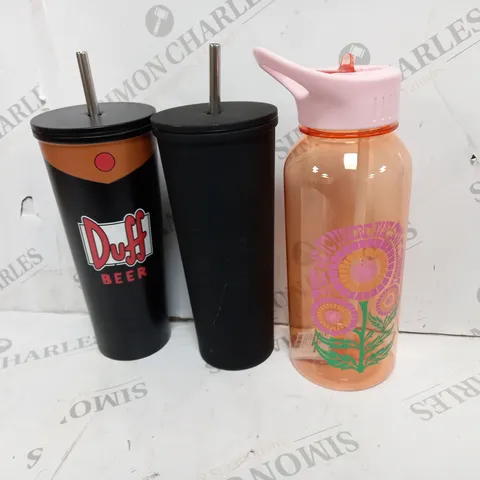 APPROXIMATELY 3 COTTON ON ITEMS INCLUDING LARGE ORANGE WATER BOTTLE AND 2 DRINKING FLASKS WITH STRAWS