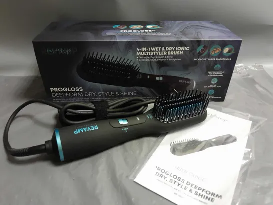 BOXED REVAMP PROGLOSS 4-IN-1 WET & DRY IONIC MULTISTYLER BRUSH IN BLACK