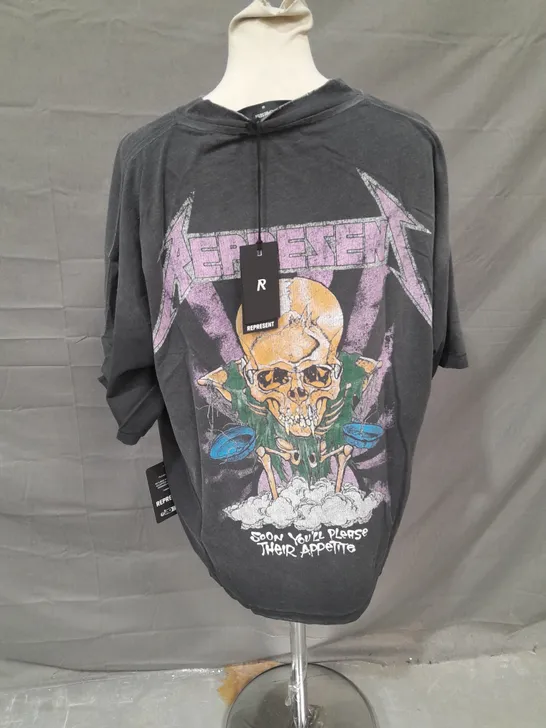 REPRESENT METALLICA JUSTICE TSHIRT IN STAINED BLACK SIZE M