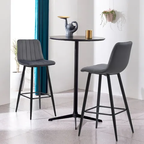 BOXED CUMMER SET OF TWO GREY VELVET BARSTOOLS