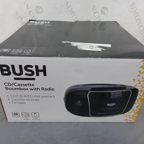 BOXED BUSH CD/CASSETTE BOOMBOX WITH RADIO