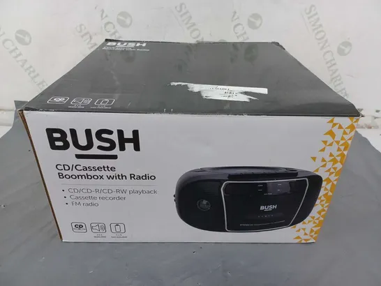 BOXED BUSH CD/CASSETTE BOOMBOX WITH RADIO