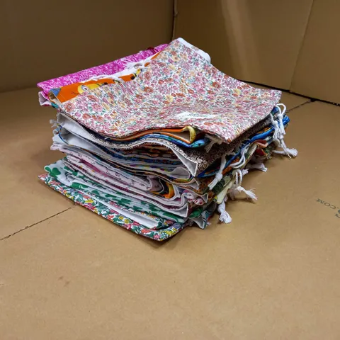 LOT OF APPROX 30 SEWN ASSORTED PATTERNS BEAD OF COURAGE WASH BAGS