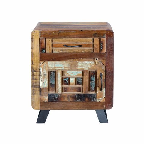 BOXED ABRAHAMS SIDE TABLE WITH STORAGE 