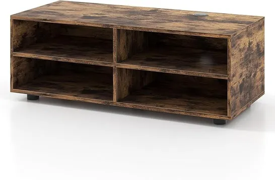 BOXED MULTIGOT TV STAND FOR TVS UP TO WOODEN TV CONSOLE TABLE IN RUSTIC BROWN