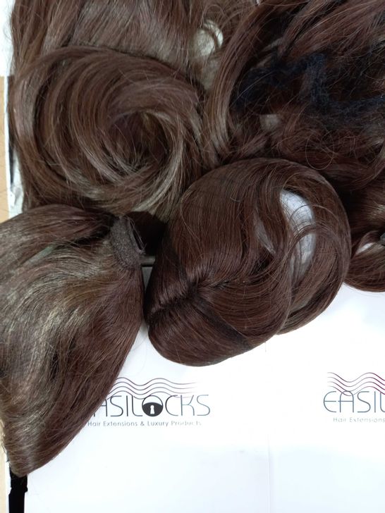 EASILOCKS HAIR BUNDLE APPROX. 5 BOXES - BROWN COCOA - 2 X FRINGE, 1 X 12" PONYTAIL, 1 X EXTRA VOLUME, 1 X 14" BLOWDRY CLIP-IN