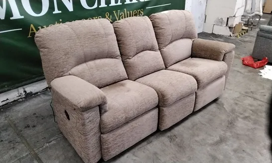 QUALITY BRITISH DESIGNED & MANUFACTURED G PLAN CHLOE C 3 SEATER POWER RECLINER SOFA BOUCLE COCOA FABRIC