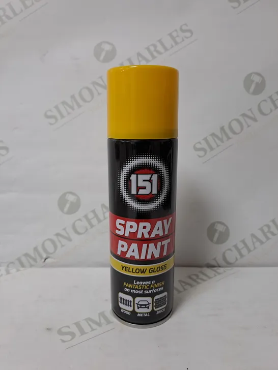APPROXIMATELY 12 BOXED 151 SPRAY PAINT IN YELLOW GLOSS 250ML 
