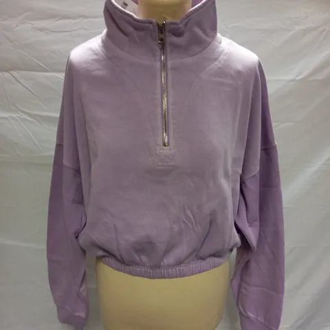 BOX OF APPROX 12 BRAND NEW COTTON:ON PARIS QTR ZIP THROUGH GARMENT - FROSTY LILAC PIGMENT DYE SIZE AUS S