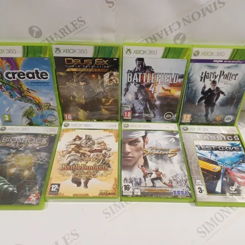 APPROXIMATELY 15 ASSORTED XBOX 360 VIDEO GAMES TO INCLUDE FABLE THE JOURNEY, CALL OF DUTY GHOSTS, GRID 2 ETC 