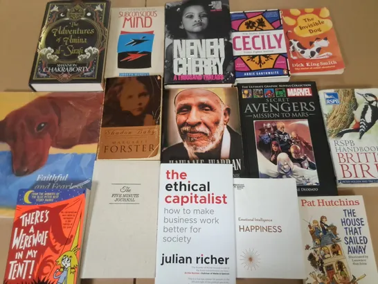 LARGE QUANTITY OF ASSORTED BOOKS TO INCLUDE THE ETHICAL CAPITALIST, BRITISH BIRDS AND THE SUBCONSCIOUS MIND