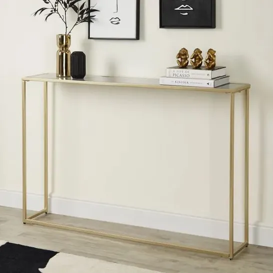 BOXED SULLIVAN WIDE SLIM CONSOLE TABLE - GOLD EFFECT