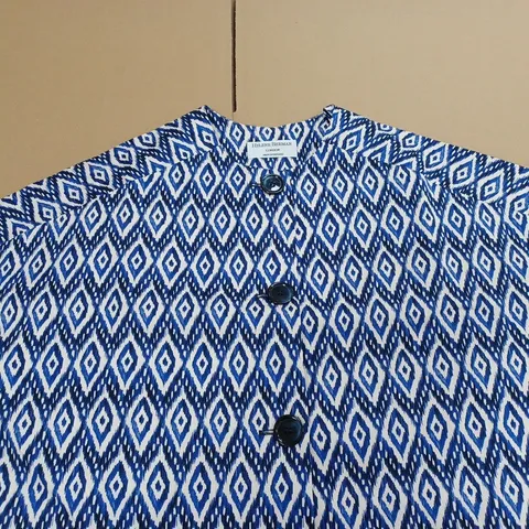 HELENE BERMAN DIAMOND PRINT BUTTON JACKET BLUE SIZE 14