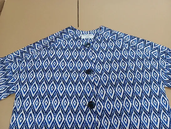 HELENE BERMAN DIAMOND PRINT BUTTON JACKET BLUE SIZE 14