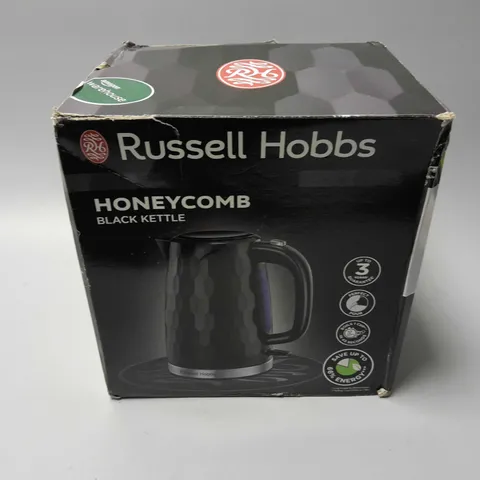 BOXED RUSSELL HOBBS HONEYCOMB BLACK KETTLE