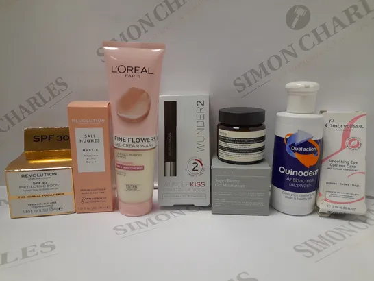 LOT OF APPROX 8 ASSORTED SKIN CARE PRODUCTS TO INCLUDE REVOLUTION PROTECTING BOOST CREAM, L'OREAL GEL CREAM WASH, AESOP HYDRATING FACE CREAM, ETC